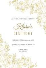 Elegant Flowers - Birthday Invitation